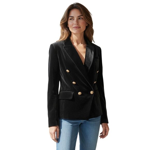 L'AGENCE Jackets & Blazers - L’Agence Kenzie Velvet Blazer Jacket Black - Size 0